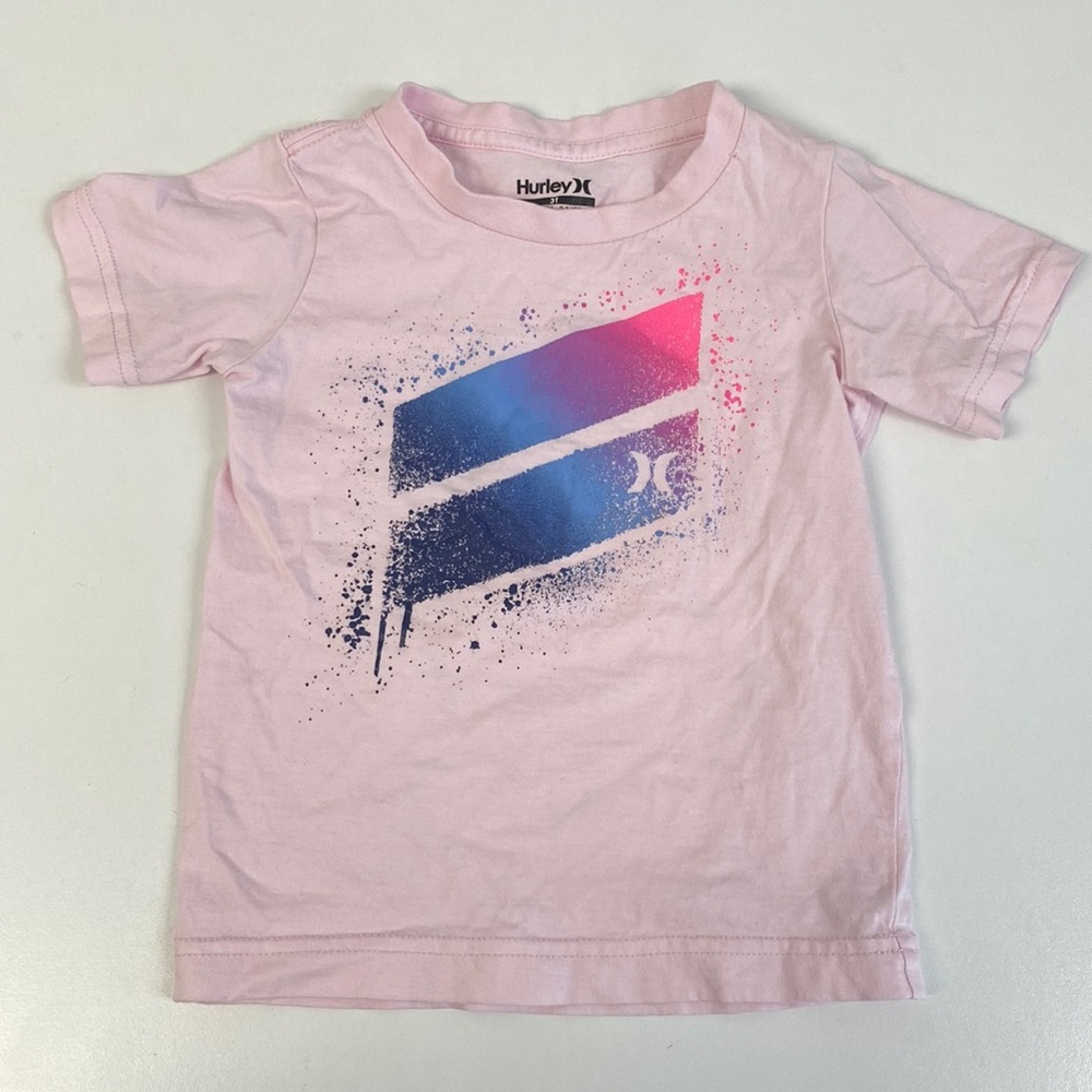 Hurley Pink Toddler Boys Graphic Short Sleeved T Shirt Size 3T